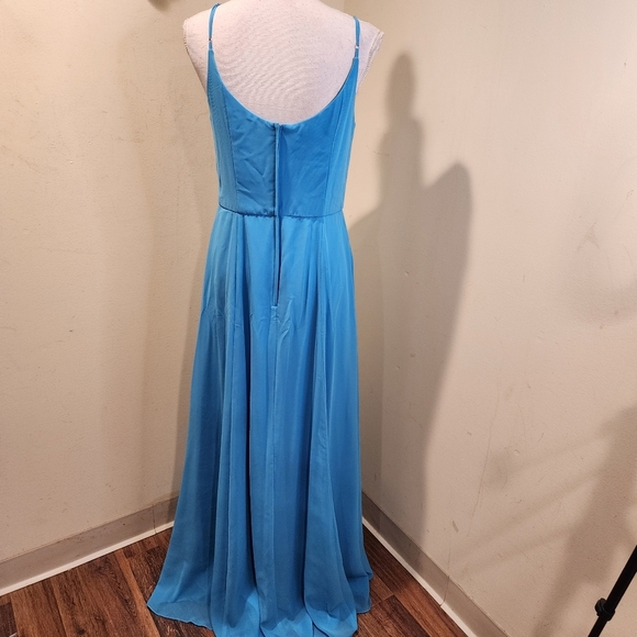 David's Bridal Elegant Malibu Blue Maxi Dress Size 10 - Picture 8 of 12